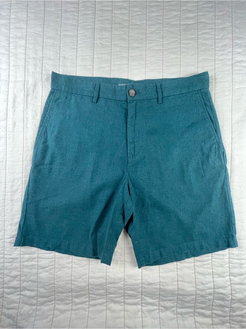 Old Navy Teal Linen Cotton Flat Front Men's Shorts 34